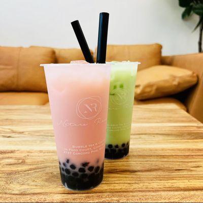 Strawberry & Honeydew bubble tea