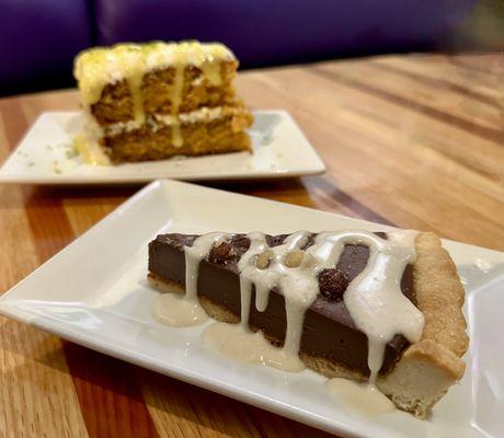 salted caramel chocolate hazelnut torte chocolate tarte with toasted hazelnuts poured into a tarte crust, with house made caramel & himalaya