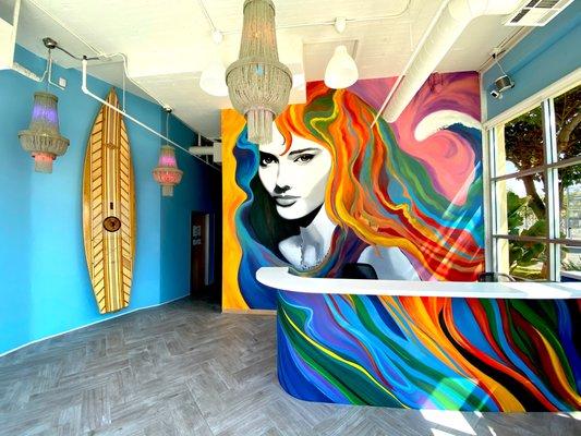 Custom mural at our Santa Monica front desk