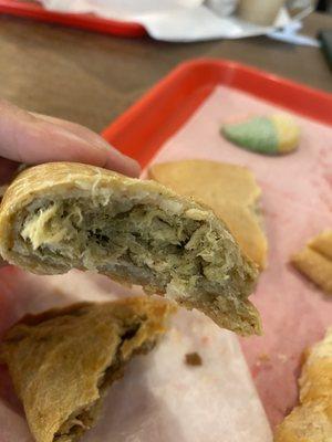 Green chicken empanada was bomb. The chicken was seasoned so well, it just worked amazingly.