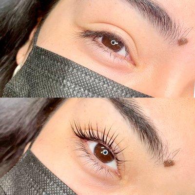 Lash lift - before and after