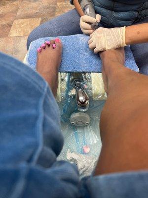 Getting a gel pedicure!