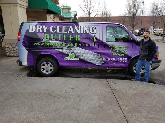 Side view of Eagle's dry cleaning delivery service from Dry Cleaning Butler