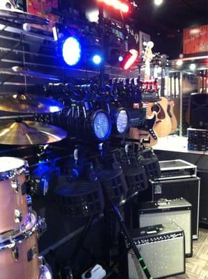 Some of our rental lights and guitar gear.