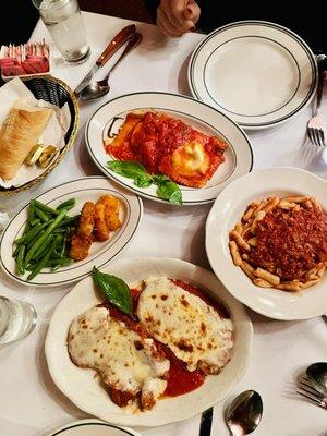 Homemade Ravioli, Cavatelli With Bolognese Sauce, Breast Chicken Parmigiana