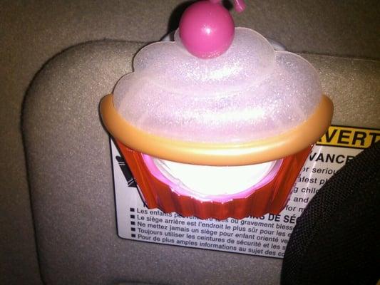 Got at smell good clip w/ a peach belini refill for the car visor.  Hubs isn't thrilled I chose a cupcake, but he'll live! Hehe