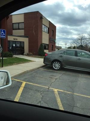 Parking lot and building from a distance