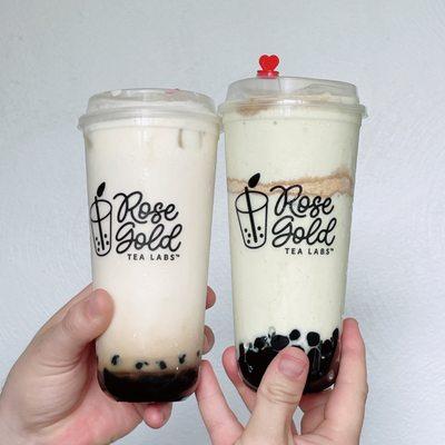 Classic Milk Tea (left) and Avocado Graham Smoothie (right)