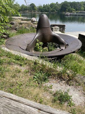 An old stone grinder that used to be working during the quarry's glory days.