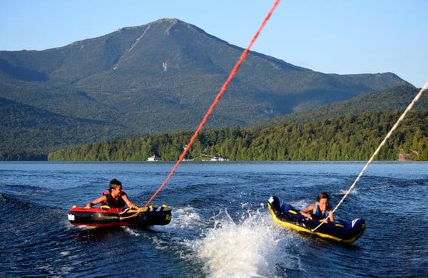 Tubing with beautiful views of Lake Placid, ADK Aquatics