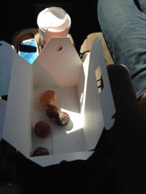 3 hours into our road trip and 46 munchkins later... Don't worry we finished them!