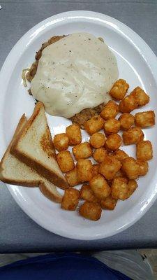 One of Ellsworth's favorite Dishes, Chicken Fried Steak.  They are hand breaded and cooked on a flat top, the way it should be.