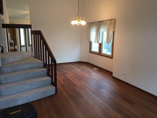 New carpet on the stairs, and new flooring in the dining area. All (kitchen, dining, stairs, and second floor) were done in 1.5 days