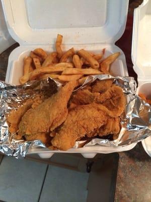 Fried Flounder and fries. Very good!