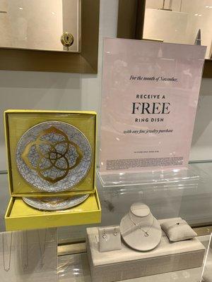 Free ring dish with purchase of fine jewelry for the month of November