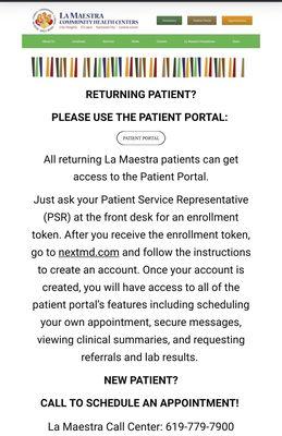 (Supposed Patient Portal information)