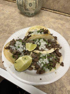 carne asada tacos, i asked for one tortilla instead of two