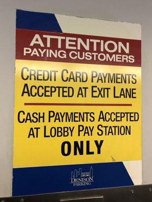 You can pay by credit card at the exit