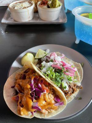 Baja fish and birria taco