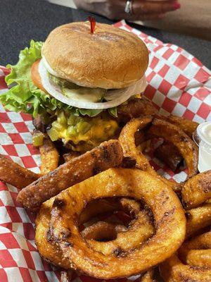 Green Chile Bacon Burger $14.28 - Can it look more perfect? Delicious!