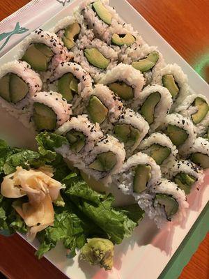 Avocado sushi inside out