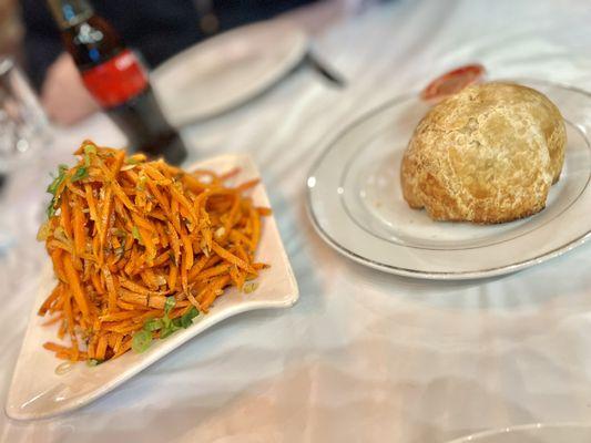 Carrot salad and samsa