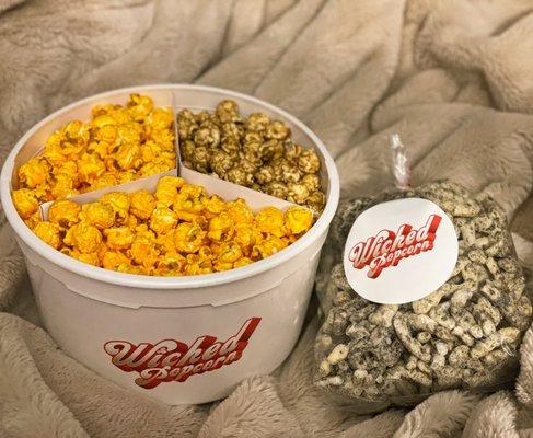 Bucket of Popcorn Combo and Cookies N' Cream Puffs