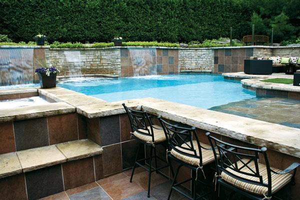 Swim up bar and stone work