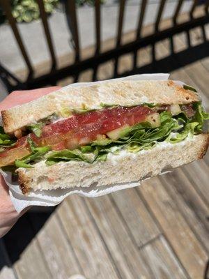 vegan heirloom tomato sandwich.