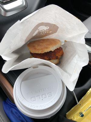 Nashville Hot Chicken Biscuit...not bad. Coffee (in cup)...never again.