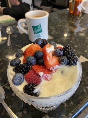 Berries, yogurt, and granola parfait