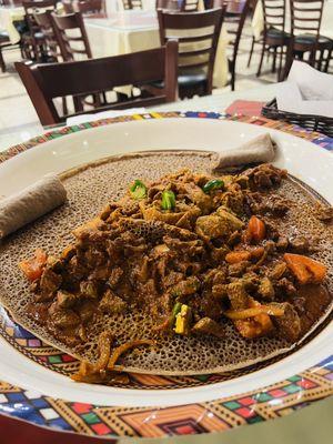 Awaze beef tibs & injera firfir