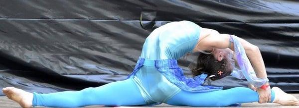 Contortionist Jennifer Deacon performing in the premier show at Redding Fire Festival.