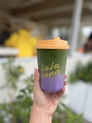 Lavender matcha iced latte