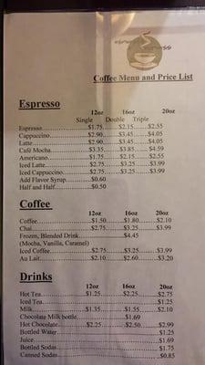 Drink menu