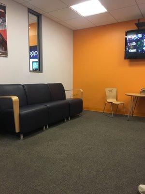 The waiting room.    Clean and comfy with easy access to coffee and snacks.