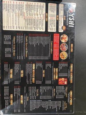 Menu at the register (side 2)