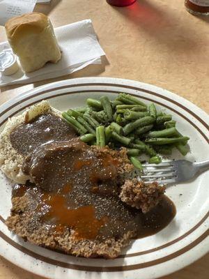 Meat loaf dinner and of course I always add hot sauce