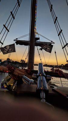 Ship at sunset