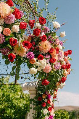 The gorgeous ceremony flowers.