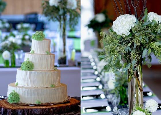 Green, Black & White Wedding - Cake and Centerpiece