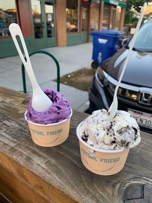 Erl's Ube Cookie (left), Cookies and Goat Cheese Cream (right)