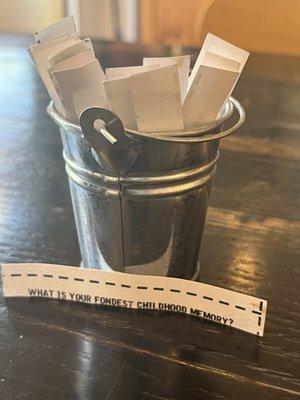 Bucket of ice breaker questions