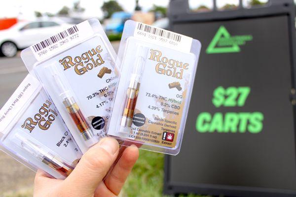 Rogue Gold cartridges are our most popular carts in stock! Strain specific full gram distillate.