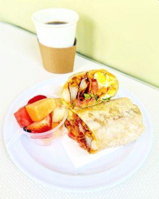 Bacon Breakfast Burrito & Coffee Special!