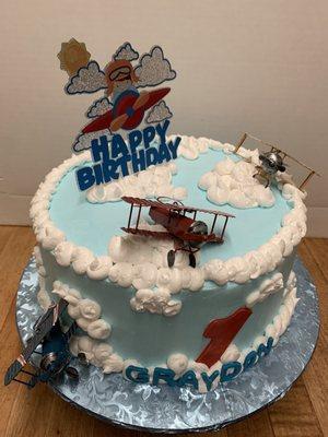 Happy first birthday how time flies, vintage planes theme