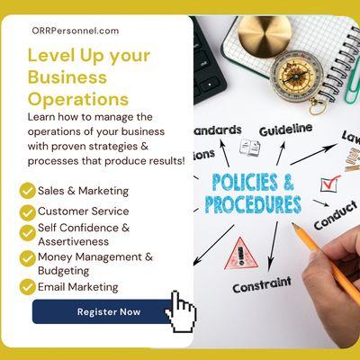 Check out the topics in our level up business operations course offered by ORR Personnel https://orrpersonnel.com/