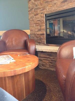 Super comfortable chairs and fireplace