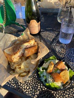 Grilled pimento cheese and Caesar salad