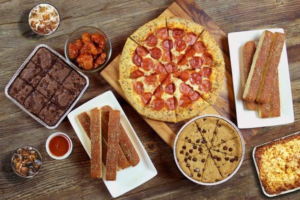 Yes, you really can have it all. Pizza, Breadsticks, Pasta, Wings, and Desserts. Dig in